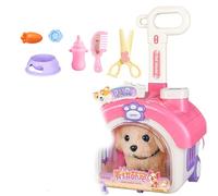 Whoasyst Lovely Electric Plush Dog & Animal Inside Easy Carry Pull Along House Imaginative Playhouse Suitable for Kids Entertainment Interactive Electric Plush Dog