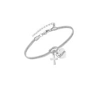Whoasyst Lovely Mom Engraved Heart with Crucifix Charm Adjustable Wrist Accessory Elegant Women Accessories Heart and Meet for Mom