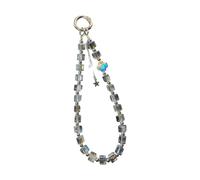 Whoasyst Modern Square Acrylic Phone Lanyard Hand Beaded Design Crystal Decorative Chain Multiple Use Mobile Pendant Integrates with Most Devices Hand Beaded Acrylic Phone Pendant