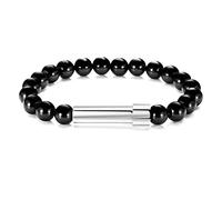 Whoasyst Natural Stone Stainless Steel Tube Connection Wrist Strong Elastic Cord Valentines Day Birthday Gift Volcanic Stone Agate Tiger Eye Crystal Beaded Charming Jewelry for Women Men