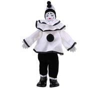 Whoasyst Nostalgic White Ceramic Clown Character Doll Detailed with Sparkling Costume Craft Figurine for Art Lover Porcelain Clown Collectible
