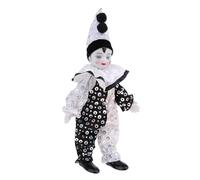 Whoasyst Nostalgic White Ceramic Clown Character Doll Detailed with Sparkling Costume Craft Figurine for Art Lover Porcelain Clown Collectible