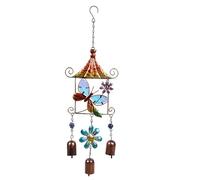 Whoasyst Painted Metal Glass Bird Butterfly Wind Chimes For Garden Small Windchimes Outdoor Iron Hanging Ornament Home Decors Wind Chimes