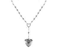 Whoasyst Playful Heart Shaped Locket Necklace Textured Box Charm Neckchain Carved Embellishment Versatile Alloy Gift the Secret of the Heart Box Jewelry