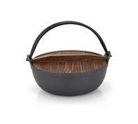 Whoasyst Portable Cast Iron Pots With Wood Lid Dutch Oven Outdoor Camp Cookware Deepening Soup For Camping Cooking Hiking Lightweight Portable Cooking