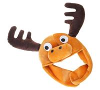 Whoasyst Reindeer Moose Plush Hat With Lovely Animal Ears Comfortable And Fun Headcover Animal Shape Hat For Everyone Wear Plush Costume Accessory