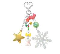 Whoasyst Scintillate Snowflake Code Hoop Permanent Alloy Polyacrylate Bag Charm Christmas Decoration Addition Alloy Polyacrylate Keychain Present