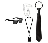 Whoasyst Secret Service Costume Security Guard Accessories Set Agent Cosplay Halloween Cosplay Security Guard Costume Accessories