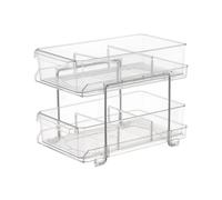 Whoasyst Slide Out Clear Storage Container With Dividers 2 Tiers Kitchen Bathroom Rack Medicine Cabinet Easy To Use Under Sink Box