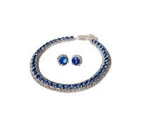 Whoasyst Square Earrings with Matching Collarbone Chain, Allergy-Safe Copper Jewelry for Evening Occasions Earrings and Necklace Sparkling Studs and Chain