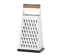 Whoasyst Stainless Steel Metal Box Grater with Wooden Handle 4 Sided Handheld Kitchen Food Shredders for Cheese, Carrot, Vegetables Cheese Grater