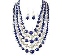 Whoasyst Timeless Multi-Strand Synthetic Pearls Jewelry Set with Earrings, Lightweight & Versatile for or Evening Elegant Pearls Jewelry Set for Women