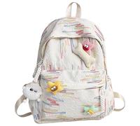 Whoasyst Trendy Nylon Backpack For Everyday Essential Korean Colorful Book Bag Adjustable Shoulder Straps For School And Shopping Large Capacity School Bag