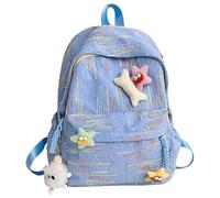 Whoasyst Trendy Nylon Backpack For Everyday Essential Korean Colorful Book Bag Adjustable Shoulder Straps For School And Shopping Large Capacity School Bag