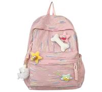 Whoasyst Trendy Nylon Backpack For Everyday Essential Korean Colorful Book Bag Adjustable Shoulder Straps For School And Shopping Large Capacity School Bag