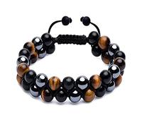 Whoasyst Triple for Protection for Bring Luck and Prosperity Hematite Black Tiger Eye Stone Crystals Bracelets for Women Boys Men Kids