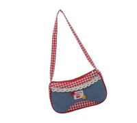 Whoasyst Vintage-Inspired Oversized Shoulder Purse Comfortable Underarm Bag with Zippered Compartments for Women ' s Daily Essentials Jeans Patchwork Shoulder Bag