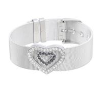 Whoasyst Y2K Love Heart Belt Bracelets Steel Bangles for Women Girls Punk Cool Rhinestone Hand Jewelry Wide Strap Bracelets