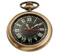 Whodoit Classic Uncovered Men's Quartz Pocket Watch, Pocket Watches Quartz Movement with Chain for Men, CFJ013Roman-bronze, CFJ013Roman-bronze