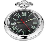 Whodoit Classic Uncovered Men's Quartz Pocket Watch, Pocket Watches Quartz Movement with Chain for Men, CFJ011Roman-sliver, Quartz Movement