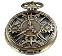 Whodoit Classic Uncovered Men's Quartz Pocket Watches, Pocket Watch Quartz Movement with Chain for Men, CF121, Quartz Movement