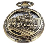 Whodoit Classic Uncovered Men's Quartz Pocket Watches, Pocket Watch Quartz Movement with Chain for Men, CF119, Digital,Quartz Movement