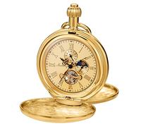 Whodoit Elegant Men's Mechanical Pocket Watch with Chain and Box, MW156-gold, Mechanical