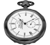 Whodoit Gold Uncovered Men's Mechanical Pocket Watch, Uncovered Roman Design Dial Chain Mechanical Pocket Watches for Men-Gold, MW158, Mechanical