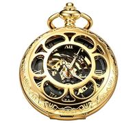 Whodoit Mens Mechanical Pocket Watch,Roman Numeral Dial Moon Phase Design, MW113-GOLD, Antique
