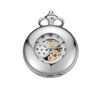 Whodoit Silver Transparent Cover Pentagram Dial Pattern Design Mechanical Pocket Watch, Men's Mechanical Movement Roman Numeral Dial Single Opening Pocket Watch, MW192, fashion