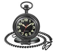 Whodoit Stainless Steel Single Open Men's Mechanical Pocket Watch, Roman Digital Dial Mechanical Pocket Watch for Men, MW146-black, Digital,Mechanical