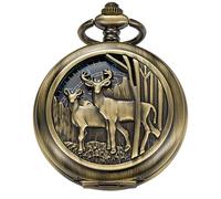 Whodoit Stainless Steel Single Open Men's Mechanical Pocket Watch, Roman Digital Dial Mechanical Pocket Watch for Men, MW160, Mechanical