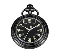 Whodoit Uncovered Black Mechanical Pocket Watch, Arabic Numeral Dial Men's Mechanical Pocket Watch, Mechanical Pocket Watch Thin Back Cover and Chain, MW182-black, fashion
