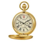 Whodoit Vintage Full Copper Men's Mechanical Pocket Watch with Chain