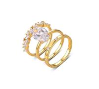Whoiy 3Pcs Set Wedding Rings for Women, Solid 14K Yellow Gold Promise Rings Stackable with 4.5ct Moissanite Real Gold Women Anniversary Bands Size S 1/2