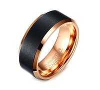 Whoiy 8MM Tungsten Carbide Wedding Bands Two Tone, Black and Rose Gold Anniversary Ring Band Engraved Brushed Promise Rings for Him Comfort Fit Size N 1/2
