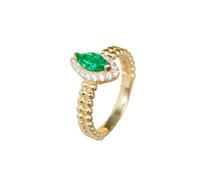 Whoiy Anniversary Ring Bands for Wife Yellow Gold, Unique 0.6ct Lab Grown Emerald Wedding Engagement Rings Solid 18 Carat Real Gold Women's Promise Bands Size U 1/2