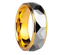 Whoiy Anniversary Wedding Band for Men Silver Gold, Tungsten 8MM Band Ring Wedding Two Tone Engraving for Him Size O 1/2