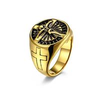 Whoiy Anxiety Ring Gold, Promise Ring Women Size T 1/2 Stainless Steel Gold Jesus Cross Ring for Women Free Engrave