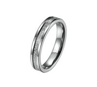 Whoiy Custom Engraved Ring 4MM, Imitated Meteorite Inlaid Wedding Rings Tungsten Carbide Silver Engagement Bands for Men Comfort Fit Size R 1/2