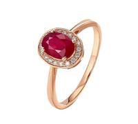 Whoiy Engagement Bands for Her with 0.9ct Ruby, 14 Carat Rose Gold Wedding Rings Solitaire Solid Real Gold Women's Anniversary Rings Size U 1/2
