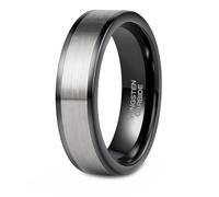 Whoiy Engagement Ring Wedding for Him Tungsten Carbide Two Tone, 6MM Silver Black Brushed Promise Rings Band for Men Size U 1/2