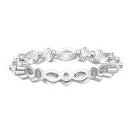 Whoiy Engagement Rings and Wedding Rings Eternity with Cubic Zirconia for Her, Sterling Silver 925 Ring Wedding Band Silver for Women Size O 1/2