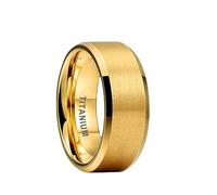 Whoiy Gold Band Wedding Ring Brushed Custom Engraved 8MM, Titanium Engagement Ring and Wedding Band Beveled Edge for Men Size U 1/2
