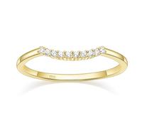 Whoiy Gold Band Wedding Rings Half Eternity with Engraving, Sterling Silver 925 Anniversary Band Ring Delicate with Cubic Zirconia for Women Size H 1/2