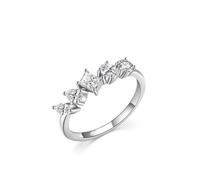 Whoiy Gold Engagement Bands for Her, Solid Real Gold Anniversary Rings Half Eternity with Moissanite Promise Ring Bands Platinum for Women Size P 1/2