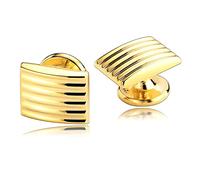 Whoiy Groomsmen Cufflinks Gold, Cuff Links for Tuxedo Stainless Steel Wedding Cufflinks Rectangle for Women Dress Shirt Free Engraved with Gift Box