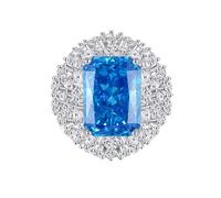 Whoiy Lab Grown Sapphire Wedding Bands for Wife, Elegant Solid Platinum Engagement Rings with 8.5ct Lab Grown Sapphire Large Real Gold Promise Ring for Her with Moissanite Size U 1/2