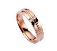Whoiy Men's Engagement Rings Rose Gold, Simple Anniversary Bands Solid 18 Carat Real Gold 4MM Promise Rings for Him Size X 1/2