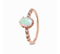 Whoiy Opal 1ct Wedding Rings for Women Solitaire, Solid 14K Real Gold Engagement Bands Rose Gold Promise Rings with Moissanite for Her Size V 1/2